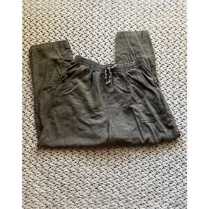 Vintage 90s Olive Green Pants Linen Blend Relaxed Straight Baggy Size Large